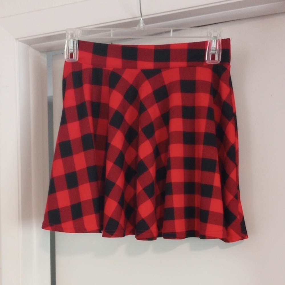 Red and Black Plaid Skirt